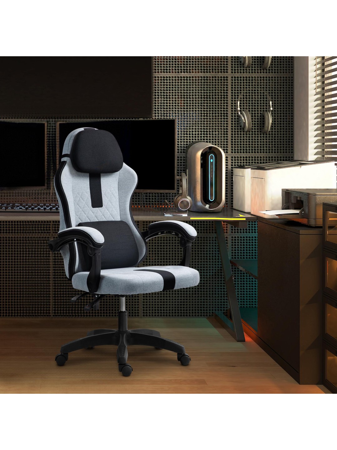 Silla de oficina tela Miltona, gris/negro