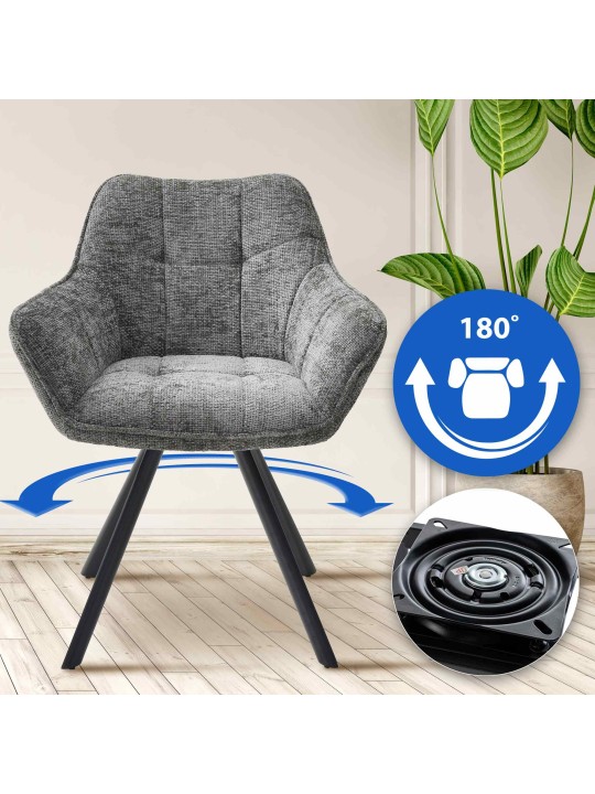 Silla de comedor de tela Scott, gris oscuro