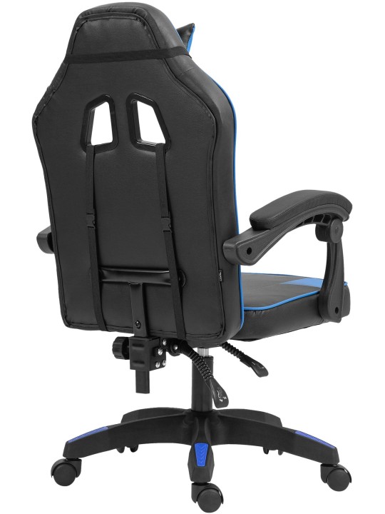 Silla de oficina Orkney de piel sintética, negro/azul