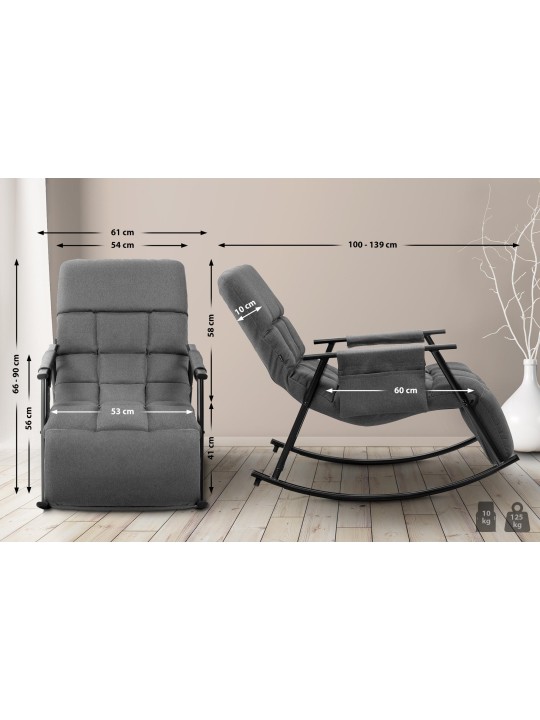 Mecedora Cathy tela, gris oscuro
