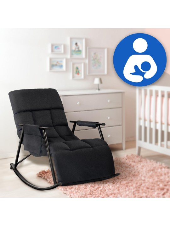 Mecedora Cathy tela, negro