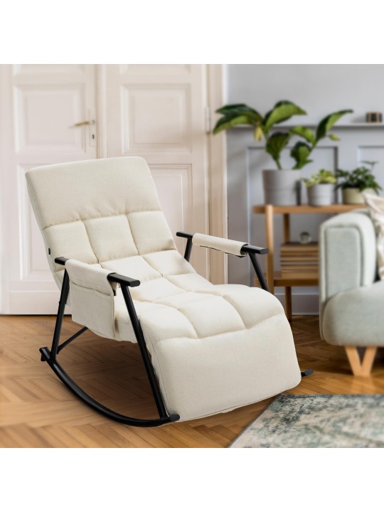 Mecedora Cathy tela, crema