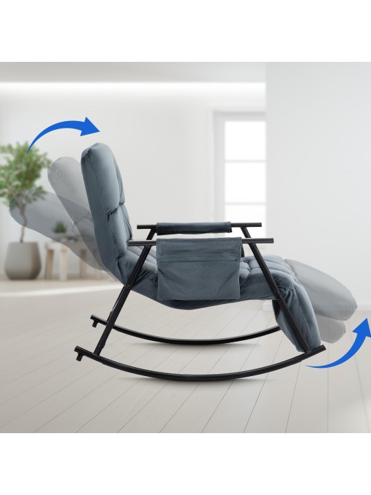 Mecedora Cathy terciopelo, gris oscuro