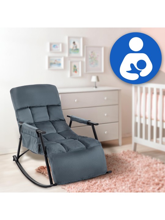 Mecedora Cathy terciopelo, gris oscuro