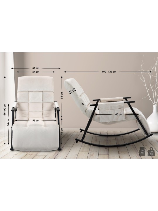 Mecedora Cathy terciopelo, crema