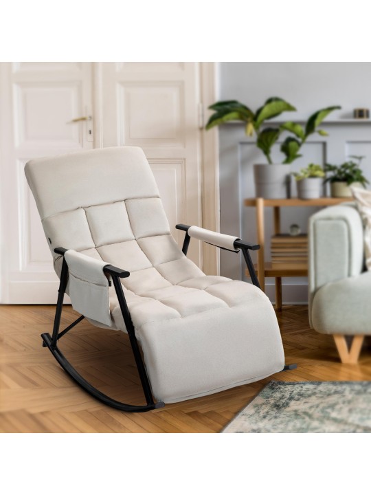 Mecedora Cathy terciopelo, crema