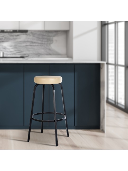 Taburete de bar Kamari piel sintética, crema