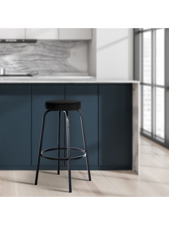 Taburete de bar Kamari terciopelo, negro