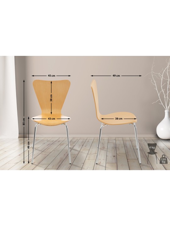 Juego de 4 sillas de visita Calisto, natural