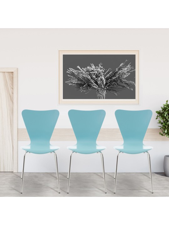 Juego de 4 sillas de visita Calisto, azul claro