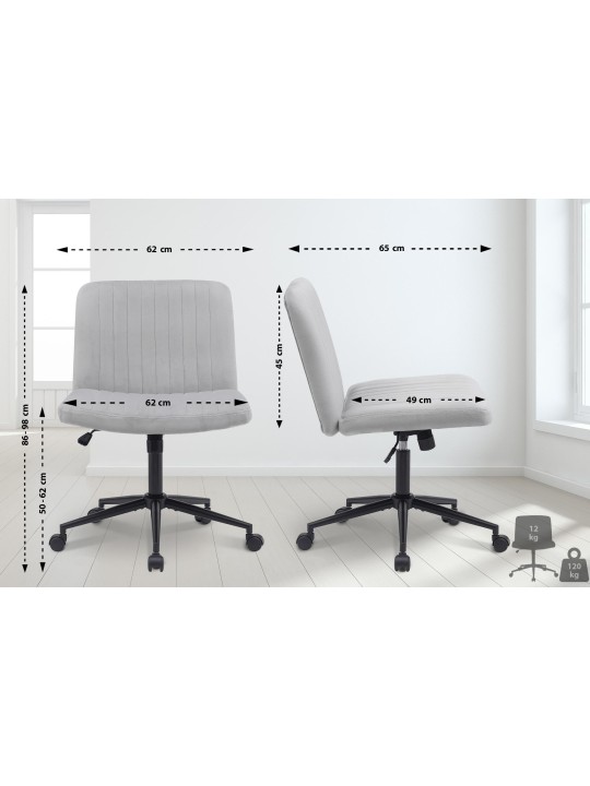 Silla de oficina Kingman terciopelo, gris claro