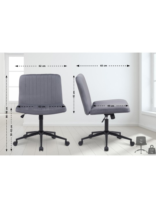 Silla de oficina Kingman terciopelo, gris oscuro