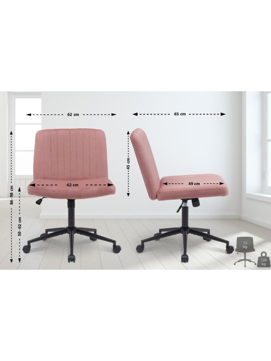 Silla de oficina Kingman terciopelo, rosa