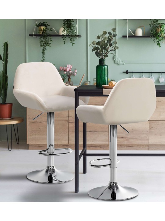 Taburete de bar Braga terciopelo cromado, crema