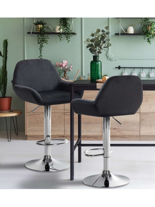 Taburete de bar Braga terciopelo cromado, negro