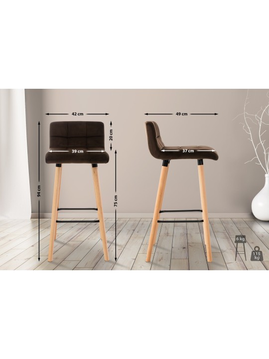 Taburete de bar Lincoln terciopelo, marrón Taburete de bar Lincoln terciopelo, marrón