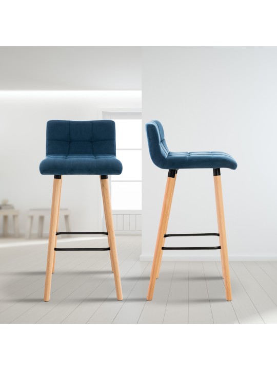 Taburete de bar Lincoln terciopelo, azul