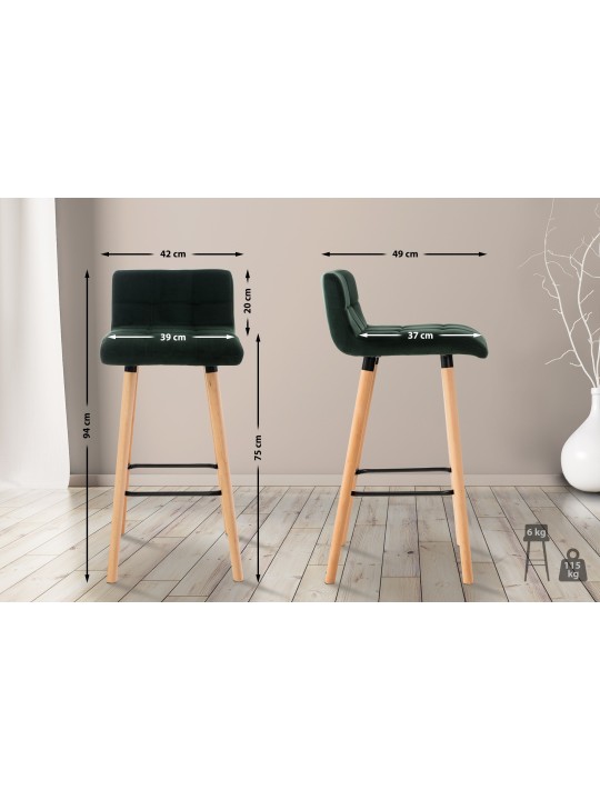 Taburete de bar Lincoln terciopelo, verde Taburete de bar Lincoln terciopelo, verde