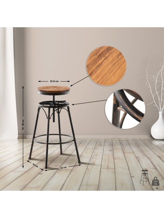 Juego de 2 taburetes de bar Beam, bronce