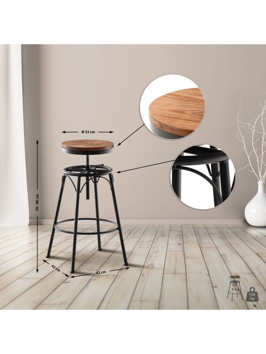 Juego de 2 taburetes de bar Beam, negro