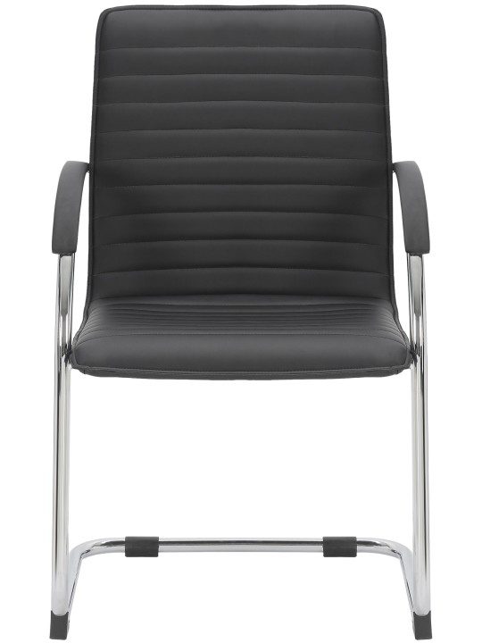 Silla de visita Tira cuero artificial, negro Silla de visita Tira cuero artificial, negro