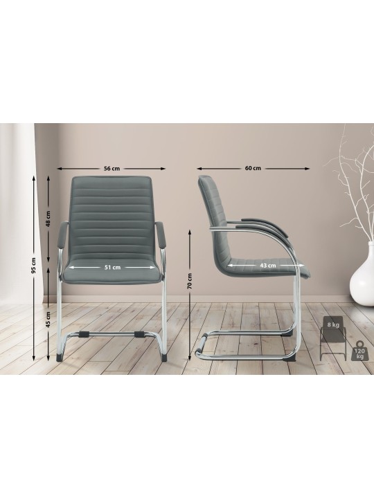 Silla de visita Tira cuero artificial, gris Silla de visita Tira cuero artificial, gris