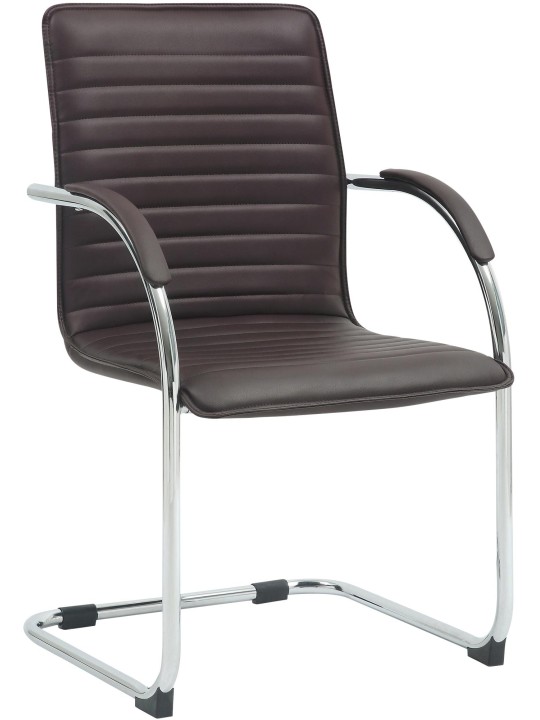 Silla de visita Tira cuero artificial, marrón Silla de visita Tira cuero artificial, marrón