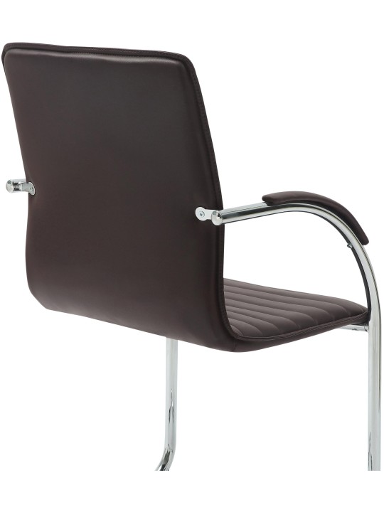 Silla de visita Tira cuero artificial, marrón Silla de visita Tira cuero artificial, marrón