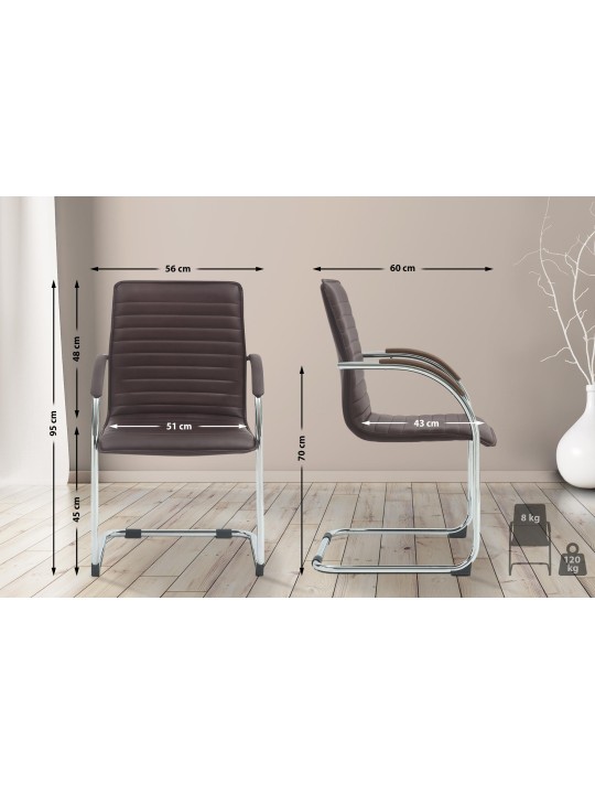 Silla de visita Tira cuero artificial, marrón Silla de visita Tira cuero artificial, marrón