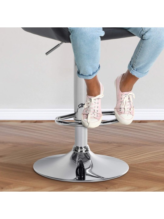 Juego de 2 taburetes de bar Braga terciopelo cromado, negro