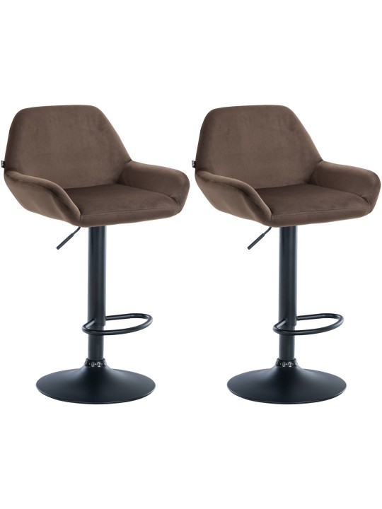 Juego de 2 taburetes de bar Braga terciopelo, marrón