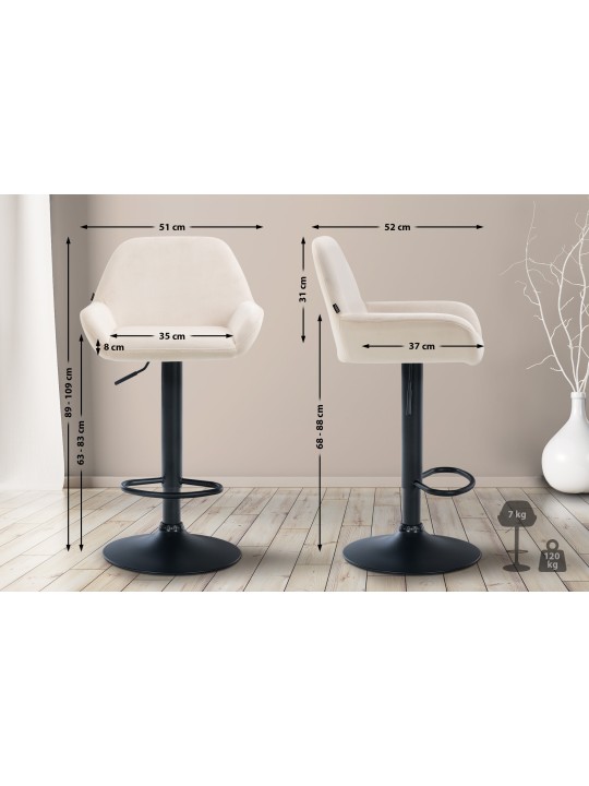 Juego de 2 taburetes de bar Braga terciopelo, crema Juego de 2 taburetes de bar Braga terciopelo, crema