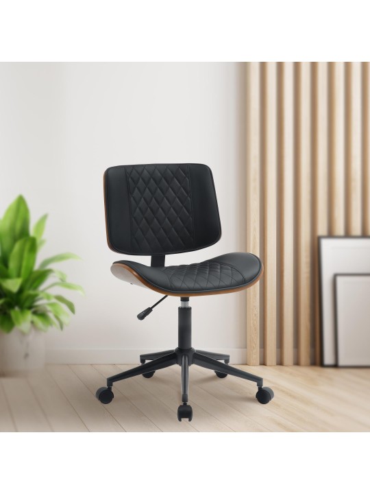 Silla de oficina Plover piel sintética, nogal/negro