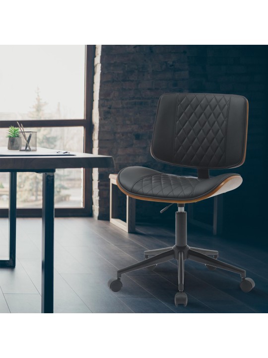 Silla de oficina Plover piel sintética, nogal/negro