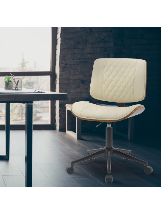Silla de oficina Plover piel sintética, nogal/crema