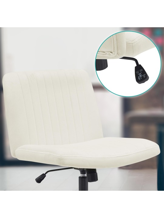 Silla de oficina Kingman terciopelo, crema