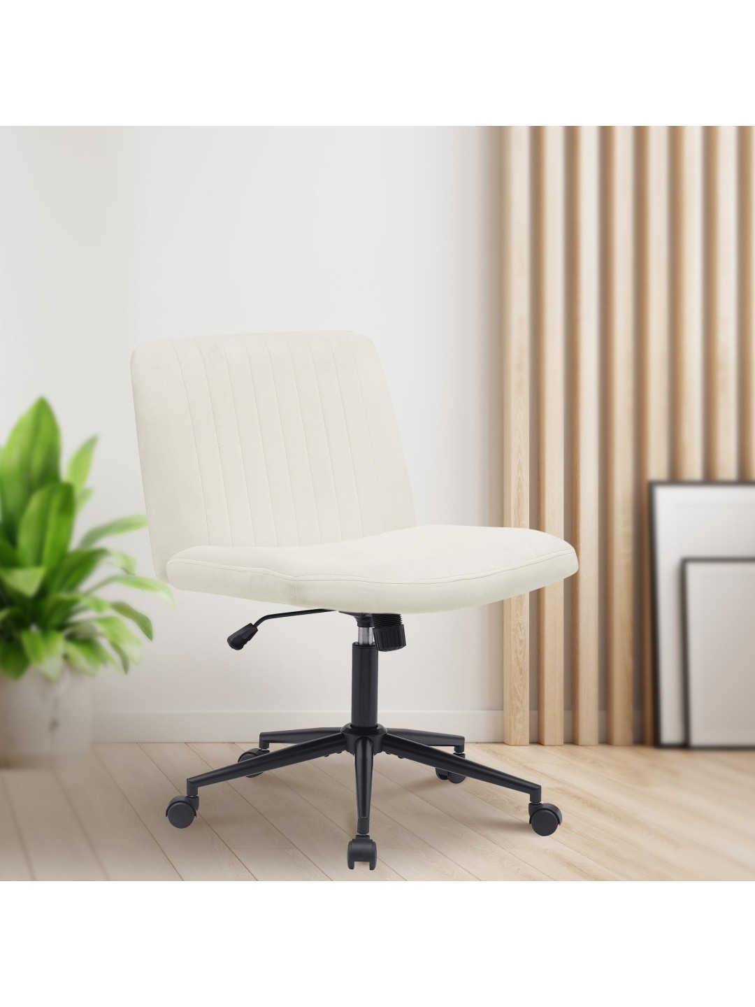 Silla de oficina Kingman terciopelo, crema