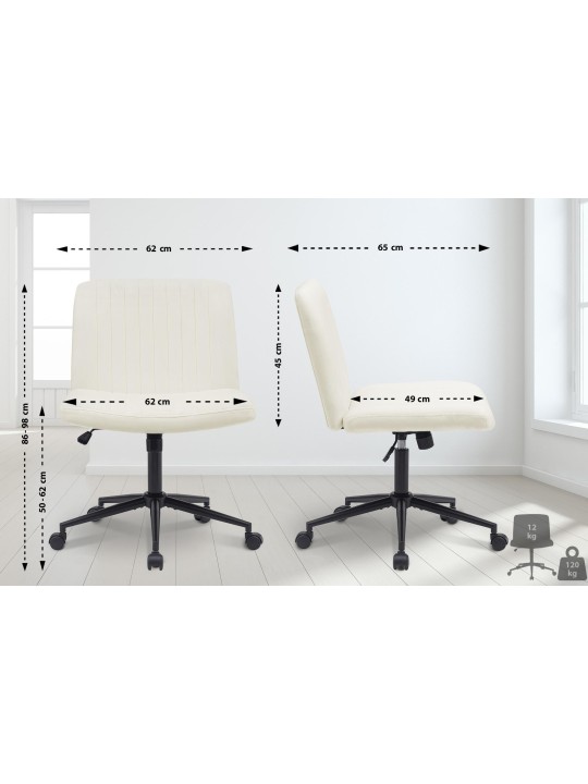 Silla de oficina Kingman terciopelo, crema