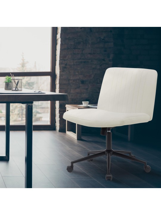 Silla de oficina Kingman terciopelo, crema