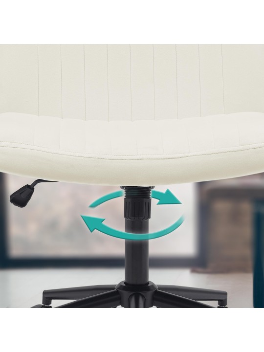 Silla de oficina Kingman terciopelo, crema