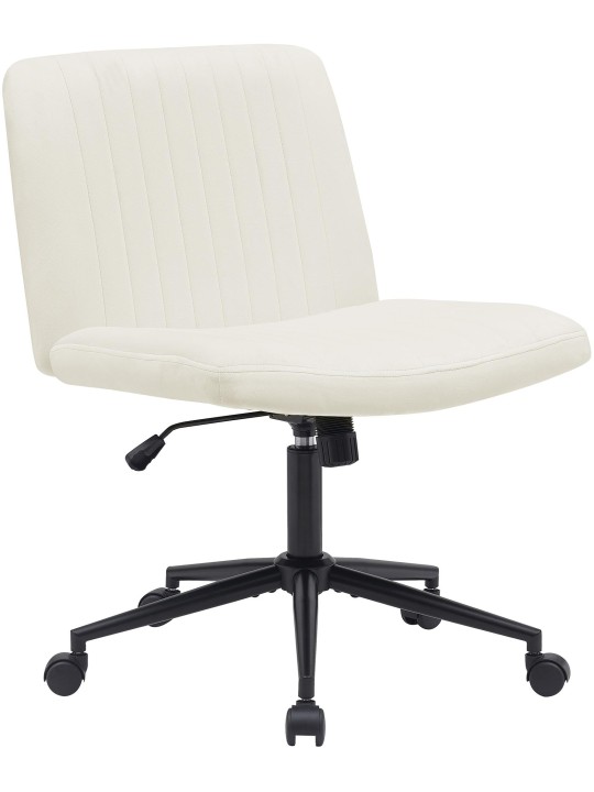 Silla de oficina Kingman terciopelo, crema
