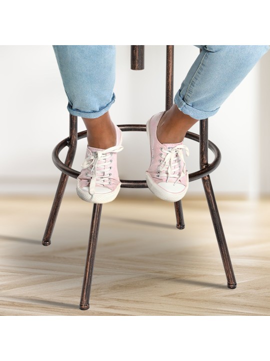 Juego de 2 taburetes de bar Pino, madera, bronce