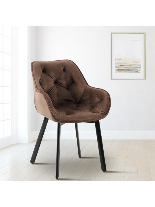 Silla de comedor Antigo terciopelo, marrón