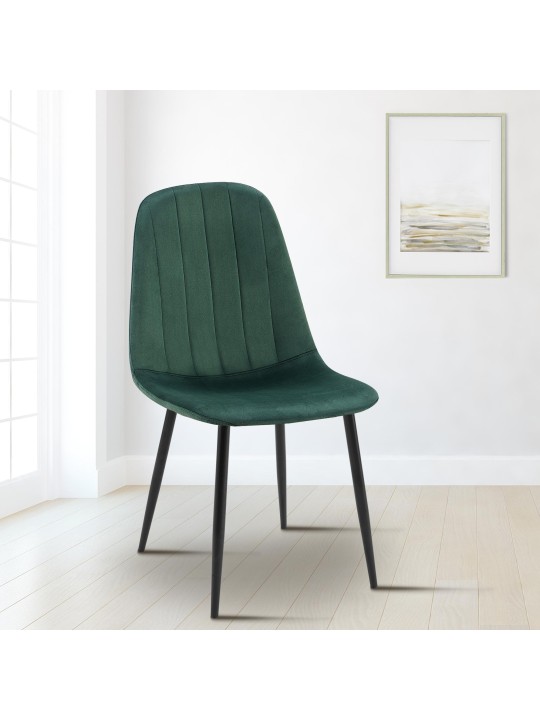 Silla de comedor Baxter de terciopelo, verde