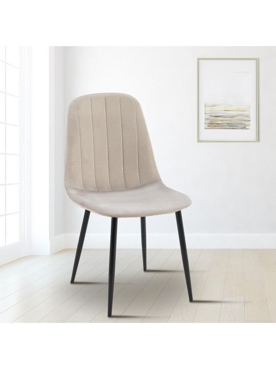 Silla de comedor Baxter de terciopelo, gris