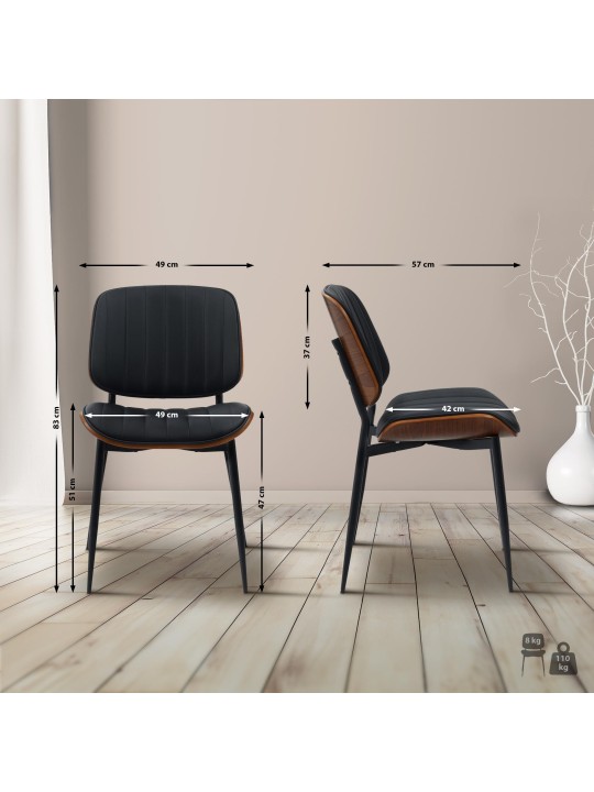 Silla de visita Tiffin de piel sintética, nogal/negro Silla de visita Tiffin de piel sintética, nogal/negro