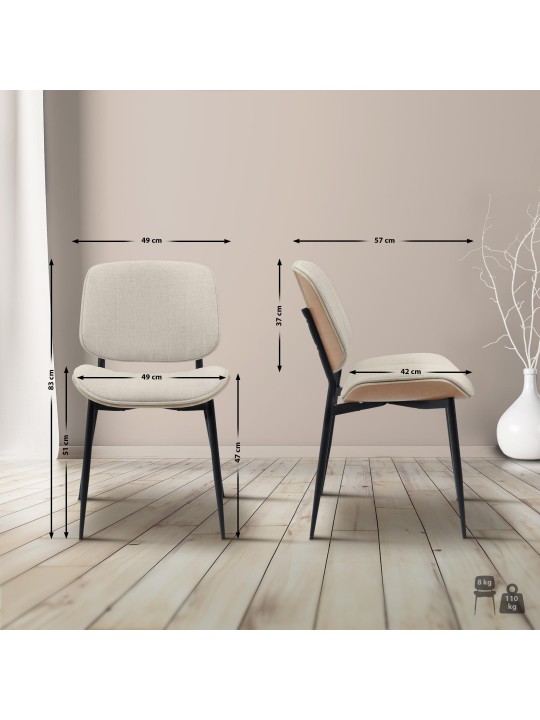 Silla de visita tela Tiffin, natural/crema Silla de visita tela Tiffin, natural/crema