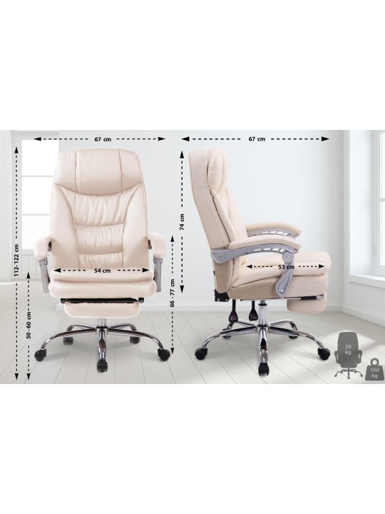 Silla de oficina XL Troy, crema