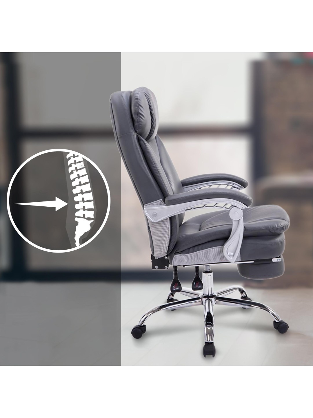 Silla de oficina XL Troy, gris