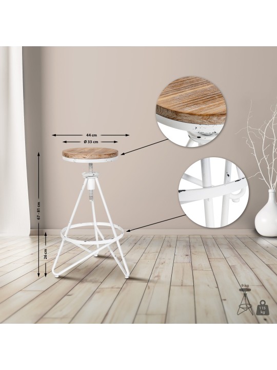 Taburete de bar Karla, blanco antiguo Taburete de bar Karla, blanco antiguo